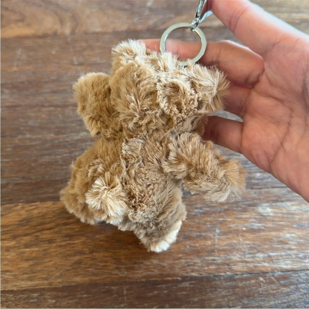 Cute Brown Teddy Bear Plush Bag Charm Soft Stuffed Keychain Backpack Accessory